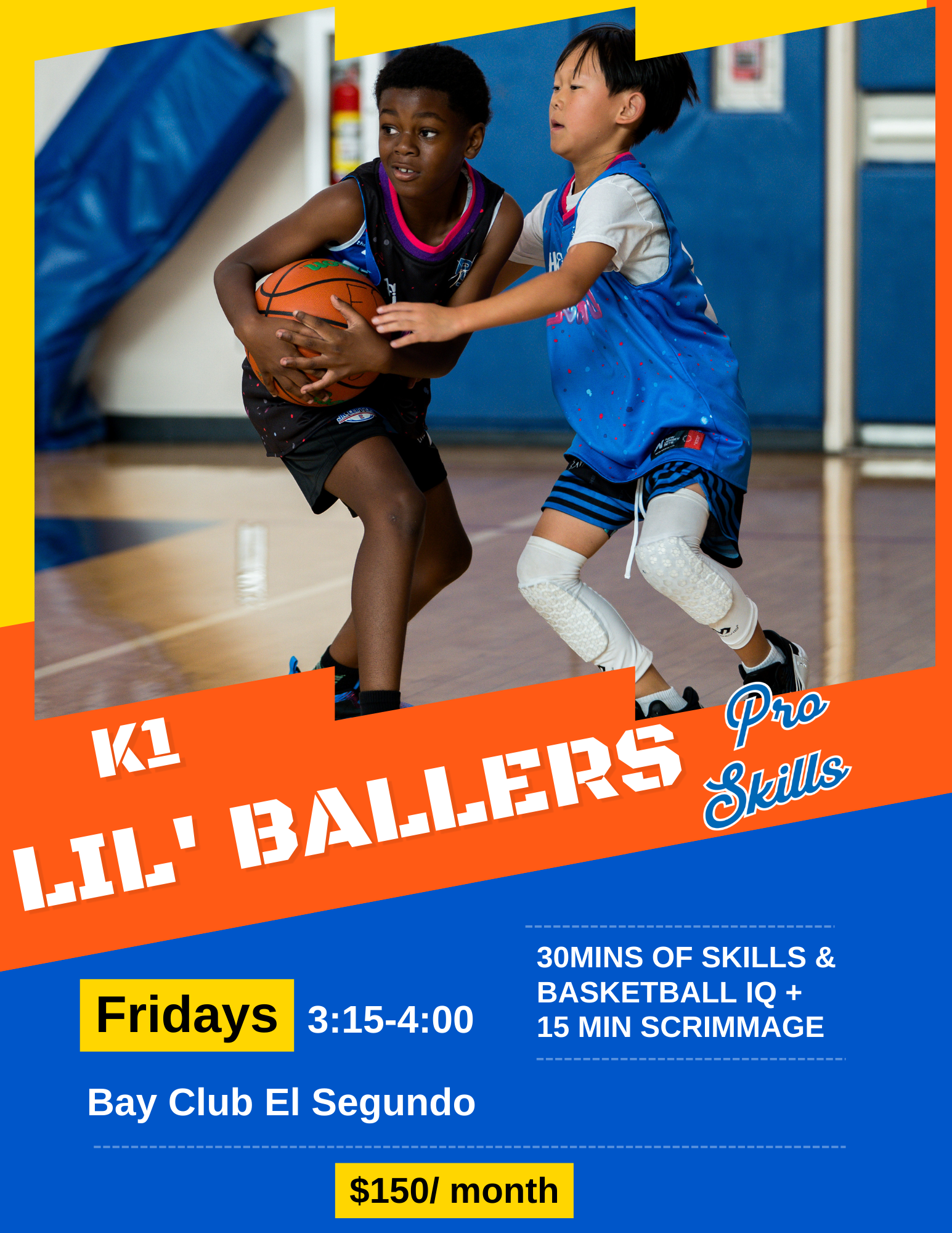 Orange Blue Modern Basketball Camp Sport Flyer (1)